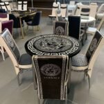 VERSACE ROUND SILVER LEG TABLE