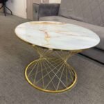 WHITE AND GOLD SPIDER LEG COFFEE TABLE