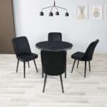 WOODEN ROUND TABLE AND CHAIRS