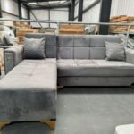 GREY VIOLET CORNER SOFA BED