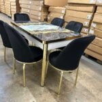 Sand Table with Black Star Chair and Gold Legs