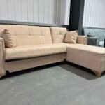 CREAM VIOLET CORNER SOFA BED