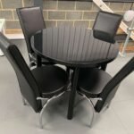FULL BLACK ROUND ROUND TABLE WITH 4 CHAIR