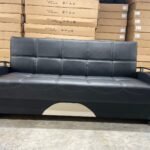 Black D-Arm Leather Turkish Sofa Bed