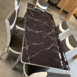 Black Marble Effect Turkish Style Dining Table & Chair