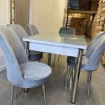 GREY GLASS TABLE WITH GREY STAR CHAIR