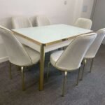 WHITE AND GOLD TABLE WITH STAR CHAIRS