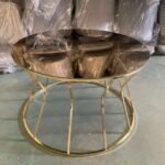 GOLD MIRROR TOP GOLD LEG COFFEE TABLE