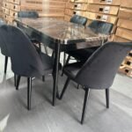 New Black Wooden Table with Black Chairs